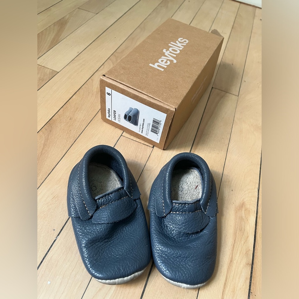 Heyfolks leather loafer toddler baby shoes slippers 6